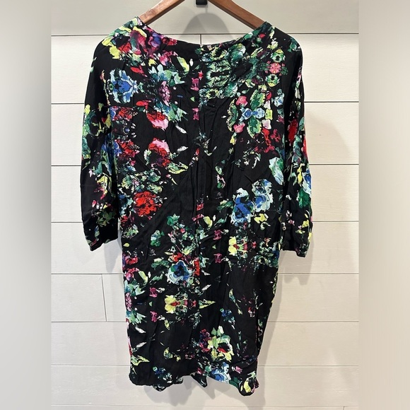 Maeve by Anthropologie Floral Black Dress with 3/4 Sleeves- size Small - Picture 4 of 8